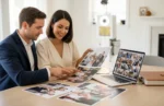 Clients reviewing original event photos and digital files for a beÜtiful Pixels Raw Media Add-On