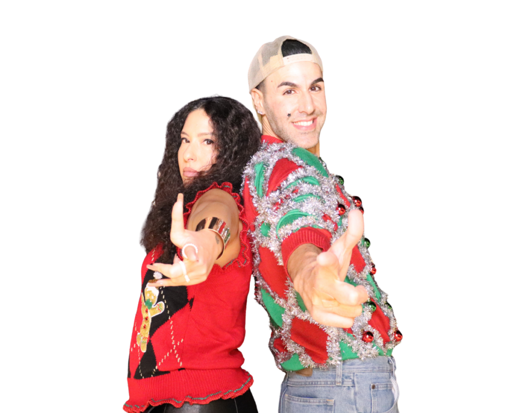Guests posing for beÜtiful Pixels add-on pair offer promoting photo booth event upgrades