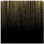 Black and gold photo booth backdrop with cascading glitter-style sparkle strands for an elegant formal event look.