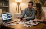 Clients reviewing event photos and digital media for a beÜtiful Pixels Raw Media Add-On with long-term file access